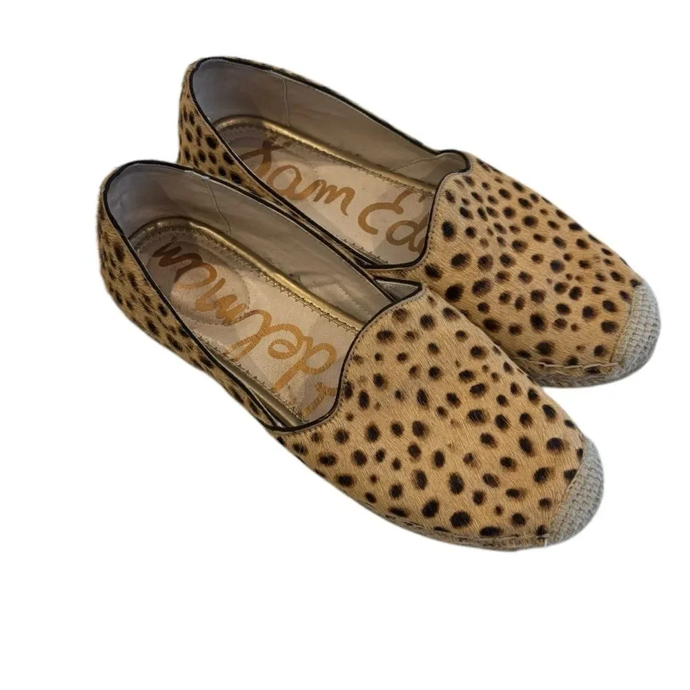 SAM EDELMAN “KESIA” LEATHER UPPER LEOPARD ESPADRILLE. Size: 6.5